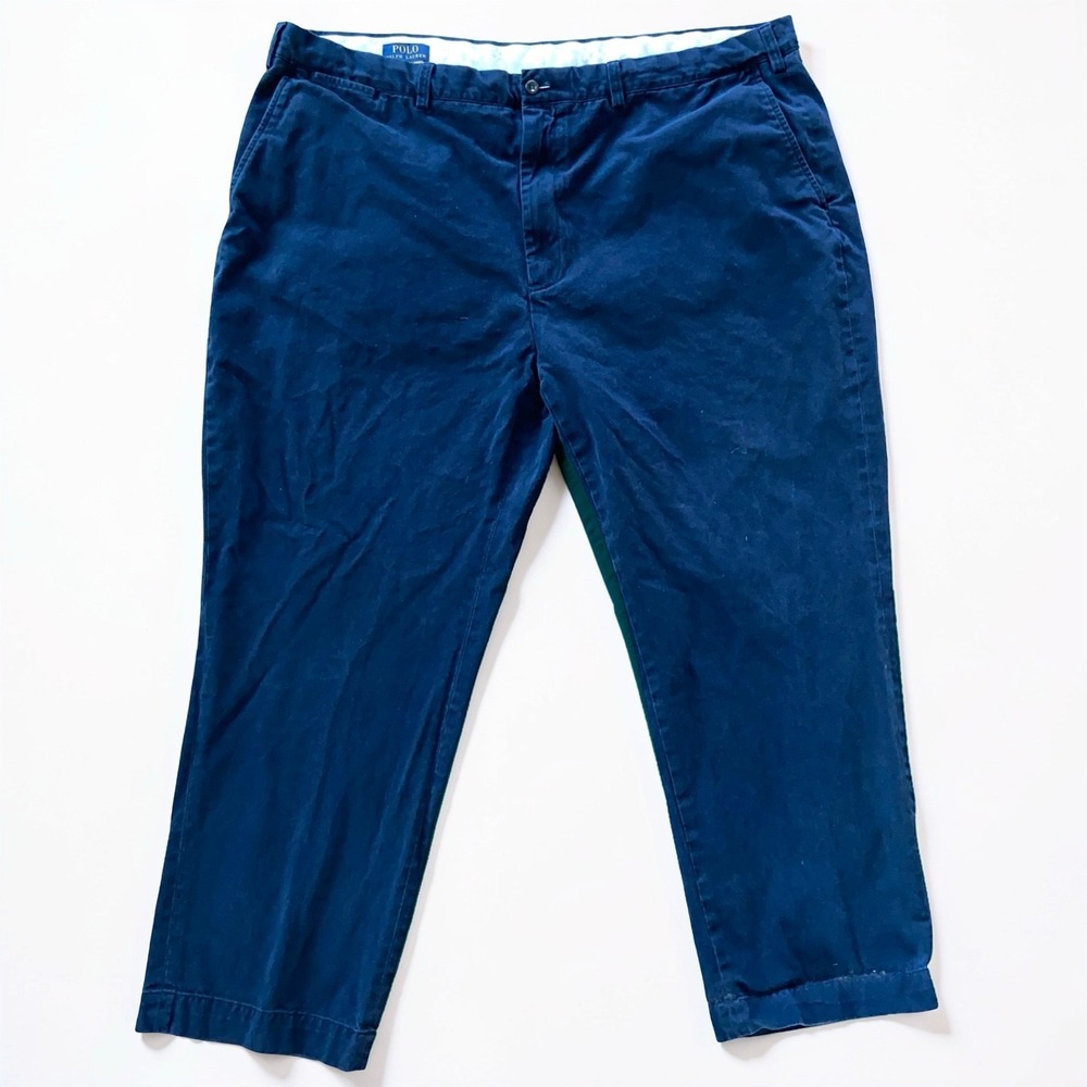 Polo Ralph Lauren Chino Pants Men's 46x30 Navy Blue Flat Front Big